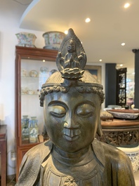 A Chinese bronze Bodhisattva on a lotus throne, Ming