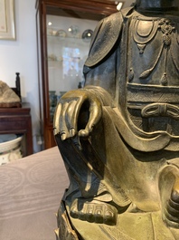 A Chinese bronze Bodhisattva on a lotus throne, Ming