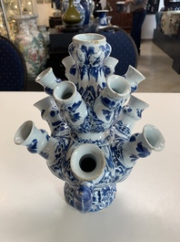 A rare Dutch Delft blue and white tulip vase, late 17th C.