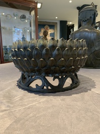 A Chinese bronze Bodhisattva on a lotus throne, Ming