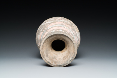 A Chinese polychrome painted pottery vase, Han