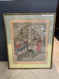 Chinese school: 'Journey to the West', ink and colour on paper, 19th C.