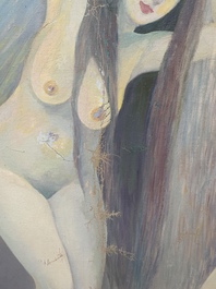 Do Xuan Doan (1937): 'Ladies at a bathhouse', oil on canvas, signed and dated (19)80