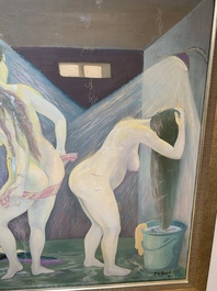Do Xuan Doan (1937): 'Ladies at a bathhouse', oil on canvas, signed and dated (19)80