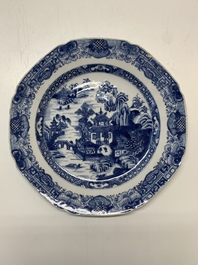 An impressive collection of 25 Chinese blue and white 'landscape' plates, Qianlong