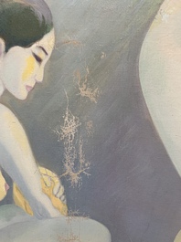 Do Xuan Doan (1937): 'Ladies at a bathhouse', oil on canvas, signed and dated (19)80
