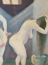Do Xuan Doan (1937): 'Ladies at a bathhouse', oil on canvas, signed and dated (19)80