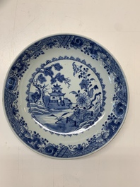 An impressive collection of 25 Chinese blue and white 'landscape' plates, Qianlong