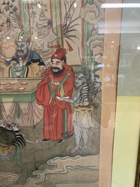 Chinese school: 'Journey to the West', ink and colour on paper, 19th C.