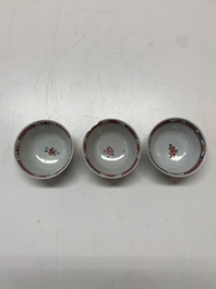 A collection of 36 pieces Chinese blue, white and famille rose cups and saucers, Yongzheng/Qianlong