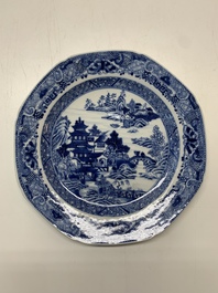 An impressive collection of 25 Chinese blue and white 'landscape' plates, Qianlong