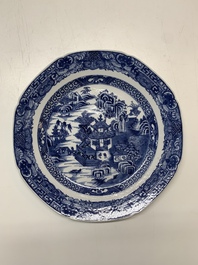 An impressive collection of 25 Chinese blue and white 'landscape' plates, Qianlong