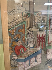 Chinese school: 'Journey to the West', ink and colour on paper, 19th C.