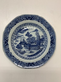 An impressive collection of 25 Chinese blue and white 'landscape' plates, Qianlong