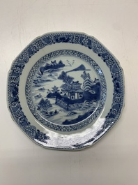 An impressive collection of 25 Chinese blue and white 'landscape' plates, Qianlong