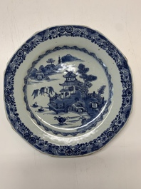 An impressive collection of 25 Chinese blue and white 'landscape' plates, Qianlong