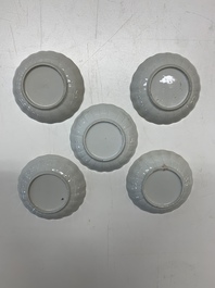 Six Chinese Canton famille rose 'mandarin subject' cups and ten saucers, Qianlong