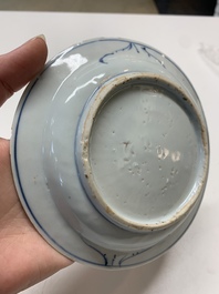 Three Chinese blue and white ko-sometsuke plates for the Japanese market, late Ming