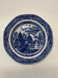 An impressive collection of 25 Chinese blue and white 'landscape' plates, Qianlong