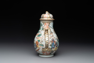 A Chinese Canton famille rose 'mandarin subject' bowl and a covered ewer, Qianlong