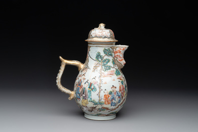 A Chinese Canton famille rose 'mandarin subject' bowl and a covered ewer, Qianlong