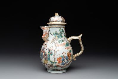 A Chinese Canton famille rose 'mandarin subject' bowl and a covered ewer, Qianlong