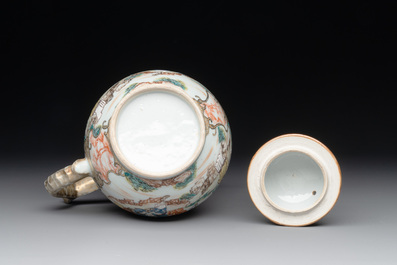 A Chinese Canton famille rose 'mandarin subject' bowl and a covered ewer, Qianlong