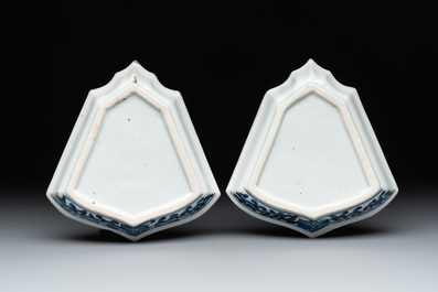 A fine Chinese blue and white sweetmeat set with figural design, Kangxi