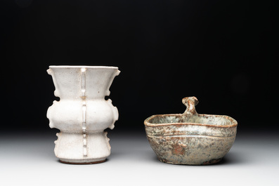 A group of four Chinese monochrome porcelain wares, Qing and later