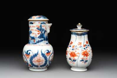 Two Chinese Imari-style jugs with covers, 18th C.