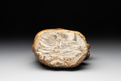 A Chinese stone group of two monkeys, 20th C.