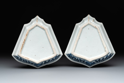A fine Chinese blue and white sweetmeat set with figural design, Kangxi