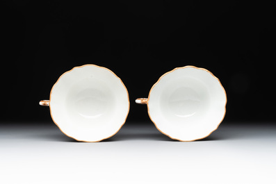 A 28-piece Chinese gilt-decorated sepia 'mandarin subject' service, Jiaqing