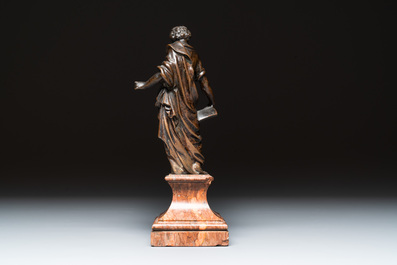 Circle of Tiziano Aspetti (1559&ndash;1606): A patinated bronze sculpture of Saint John the Evangelist, Italy, 17th C.