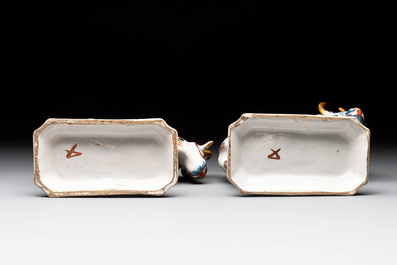 A pair of polychrome Dutch Delft cows, 18th C.