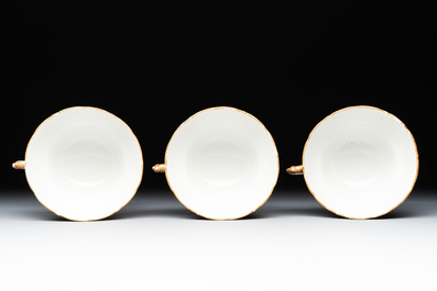 A 28-piece Chinese gilt-decorated sepia 'mandarin subject' service, Jiaqing