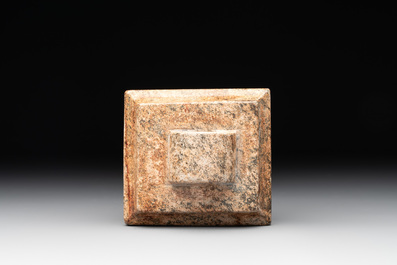 A pair of Chinese grey marble 'lion' seals and a seal, 20th C.
