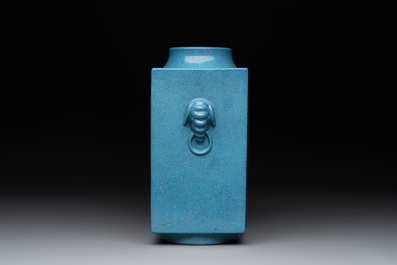 A Chinese robin's egg-glazed 'cong' vase, 19th C.