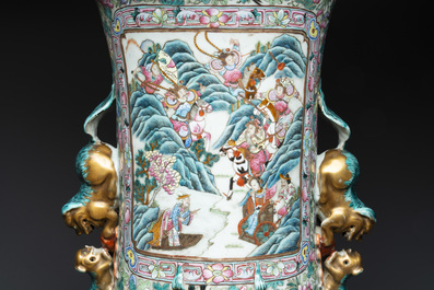 A massive Chinese Canton famille rose 'Romance of the Three Kingdoms' vase, 19th C.