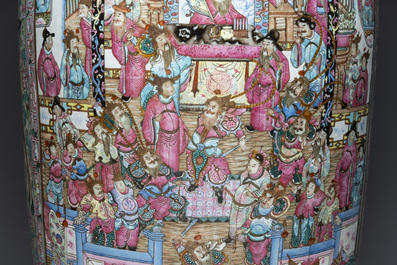 A massive Chinese Canton famille rose 'Romance of the Three Kingdoms' vase, 19th C.