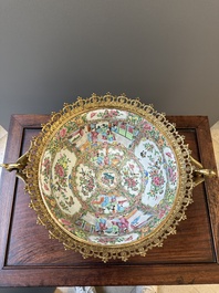 Two Chinese Canton famille rose gilt-bronze-mounted bowls, 19th C.