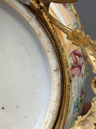 Two Chinese Canton famille rose gilt-bronze-mounted bowls, 19th C.