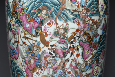 A massive Chinese Canton famille rose 'Romance of the Three Kingdoms' vase, 19th C.