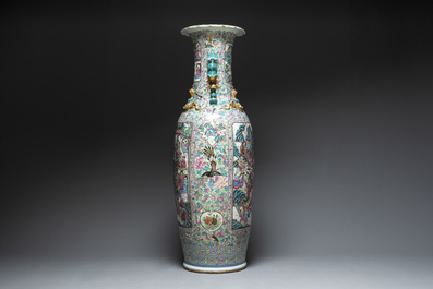 A massive Chinese Canton famille rose 'Romance of the Three Kingdoms' vase, 19th C.