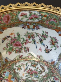 Two Chinese Canton famille rose gilt-bronze-mounted bowls, 19th C.