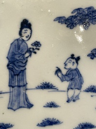 Six Chinese blue and white plates probably after a European silver model, Qianlong