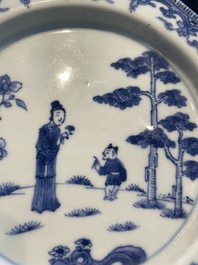 Six Chinese blue and white plates probably after a European silver model, Qianlong