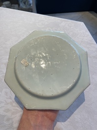 Six Chinese blue and white plates probably after a European silver model, Qianlong