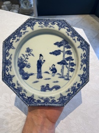 Six Chinese blue and white plates probably after a European silver model, Qianlong