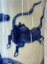 Four Chinese blue and white vases, Transitional period